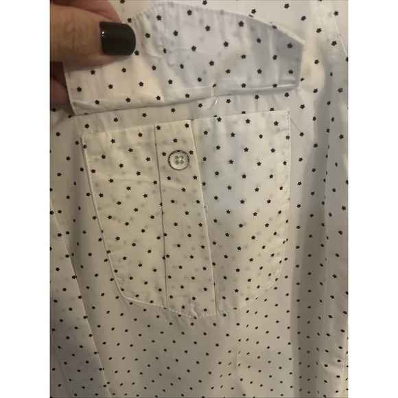 RAG & BONE WOMENS WHITE BUTTON DOWN WITH BLUE STAR PATTERN 100% Cotton SIZE Sm - Picture 2 of 7